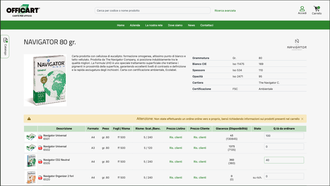 Officart — E-commerce B2B carta e prodotti per ufficio